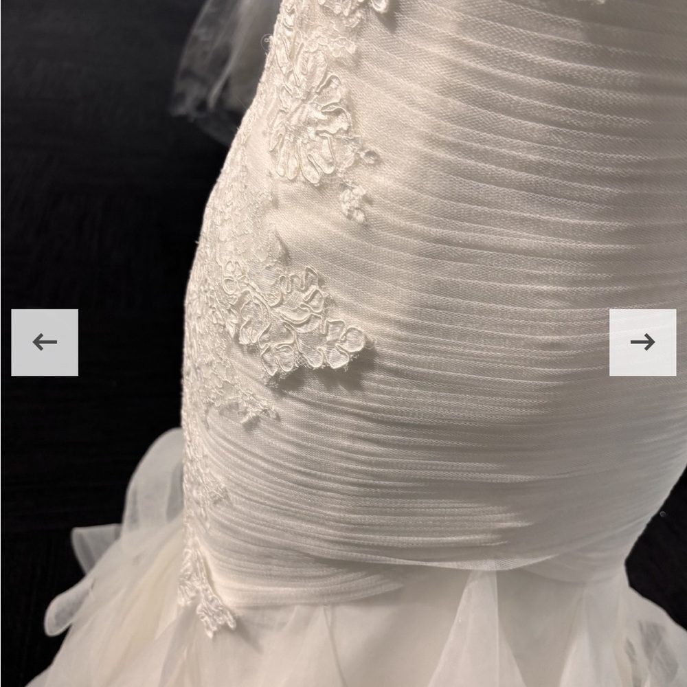 Ivory Mermaid Ruffled Wedding Dress - Picture 4 of 7